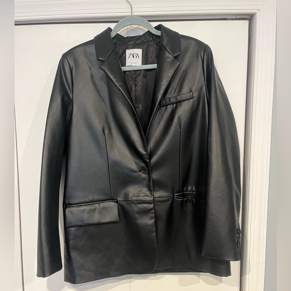 Zara Women's Black Faux Leather Jacket